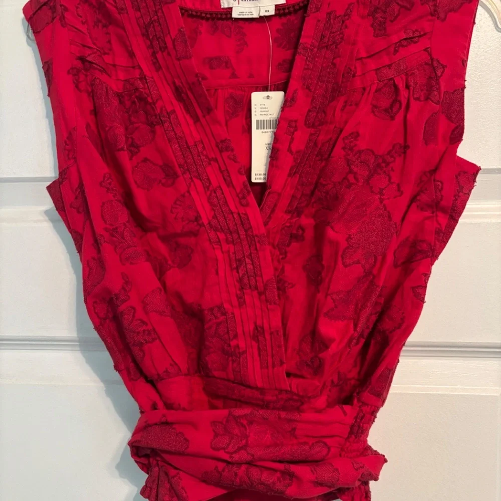 Anthropologie Sleeveless Wrap Top – Red Motif - Picture 4 of 8